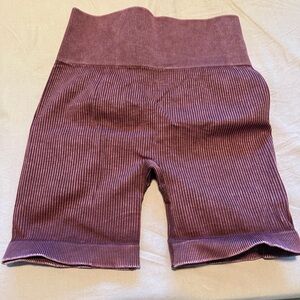 Kids Ribbed Burgundy Shorts